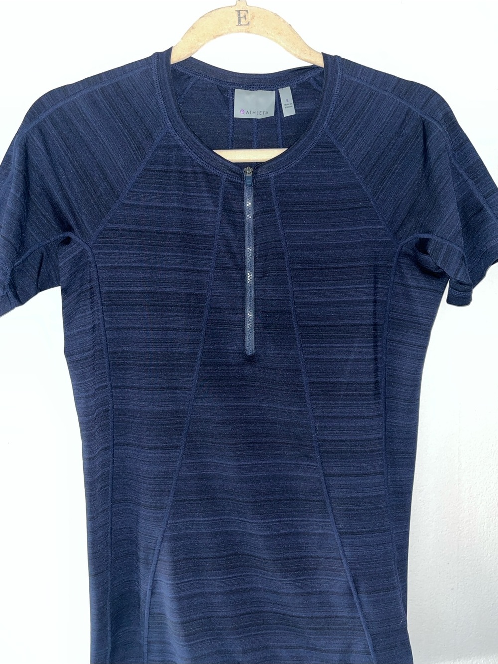 Athleta Deep Navy Half-Zip Short Sleeve Performance Top